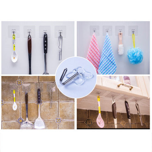 1/5/10 Pcs Strong Transparent Suction Cup Sucker Wall Hooks Hanger for Kitchen Bathroom freeshipping - Etreasurs