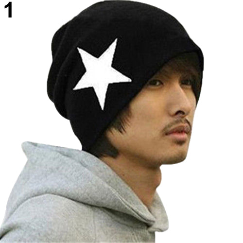 Cool Unisex Women Men Pentacle Star Warm Hip-Hop Knit Cap Ski Skull Beanie Hat freeshipping - Etreasurs