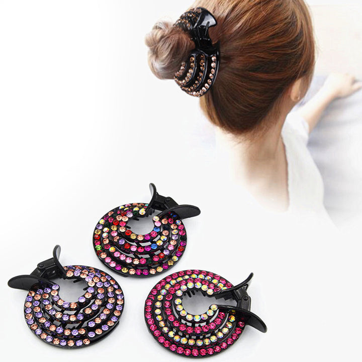 Fashion Women Nest Expanding Bling Rhinestone Hairpin Hair Claw Clip Bun Holder freeshipping - Etreasurs