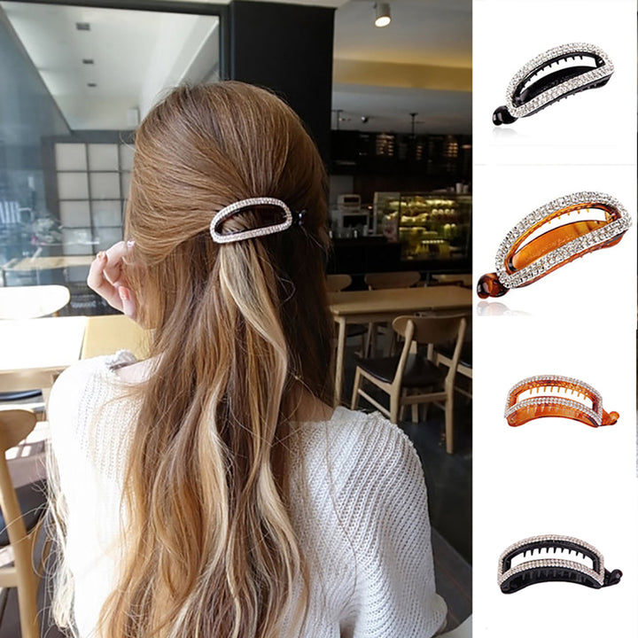 Women Fashion Hollow Rhinestone Hairpin Banana Clip Hairclip Ponytail Holder freeshipping - Etreasurs