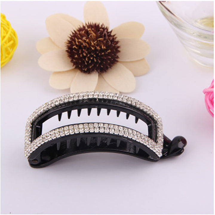 Women Fashion Hollow Rhinestone Hairpin Banana Clip Hairclip Ponytail Holder freeshipping - Etreasurs