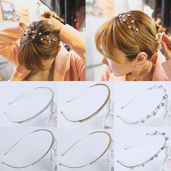 Fashion Women Alloy Rhinestone Headband Sweet Head Piece Hair Band Jewelry freeshipping - Etreasurs
