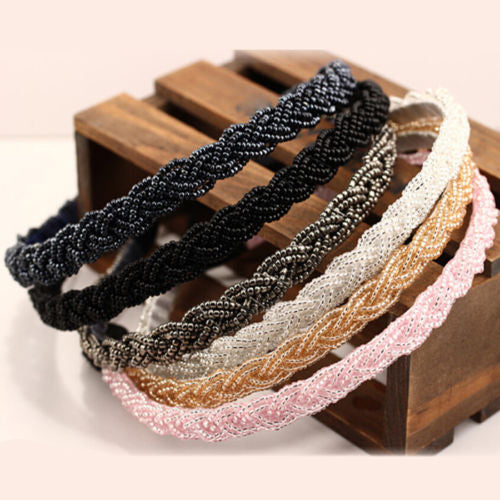 Women Fashion Beads Rhinestone Head Chain Headband Head Piece Hair Band freeshipping - Etreasurs