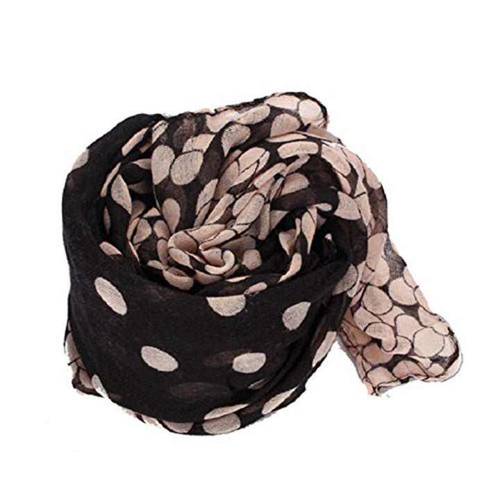 Fashion Women Bicolor Long Spots Scarf Wraps Shawl Stole Soft Voile Scarves freeshipping - Etreasurs