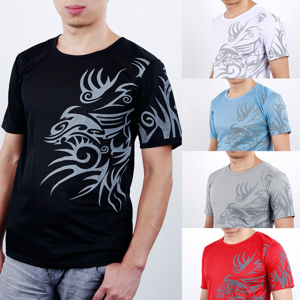 Men's Summer Tattoos Printed Short Sleeve Crew Neck Tee T-Shirt Slim Fit Top freeshipping - Etreasurs