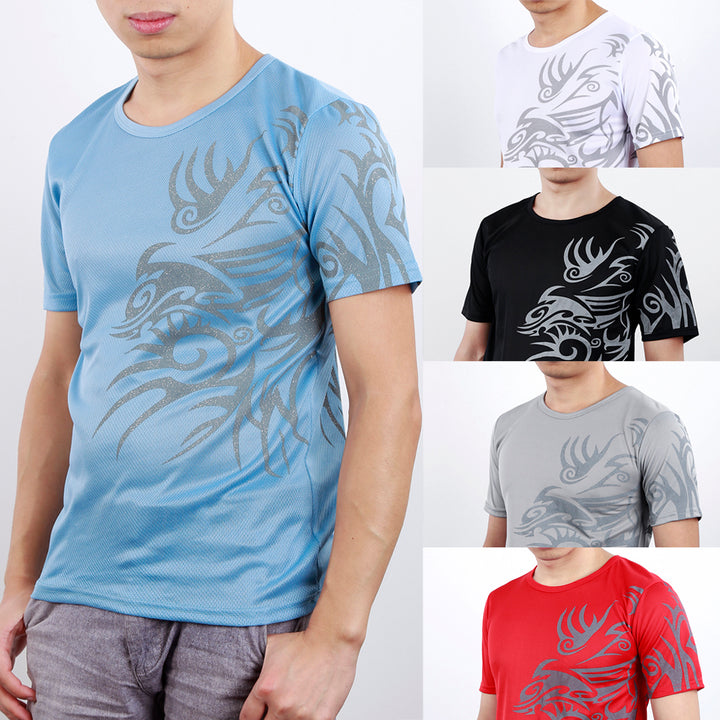 Men's Summer Tattoos Printed Short Sleeve Crew Neck Tee T-Shirt Slim Fit Top freeshipping - Etreasurs