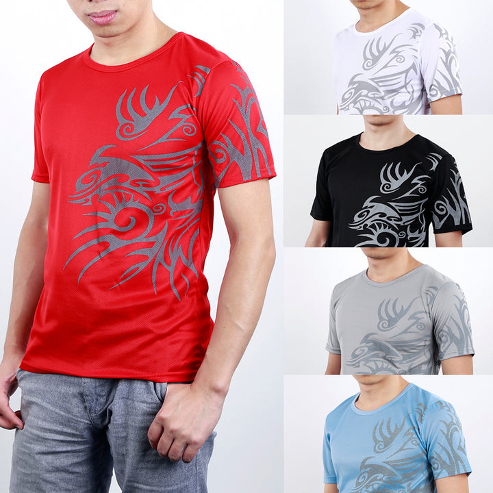 Men's Summer Tattoos Printed Short Sleeve Crew Neck Tee T-Shirt Slim Fit Top freeshipping - Etreasurs