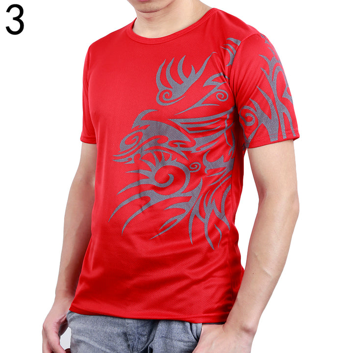 Men's Summer Tattoos Printed Short Sleeve Crew Neck Tee T-Shirt Slim Fit Top freeshipping - Etreasurs