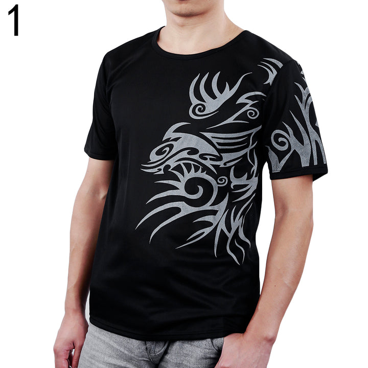 Men's Summer Tattoos Printed Short Sleeve Crew Neck Tee T-Shirt Slim Fit Top freeshipping - Etreasurs