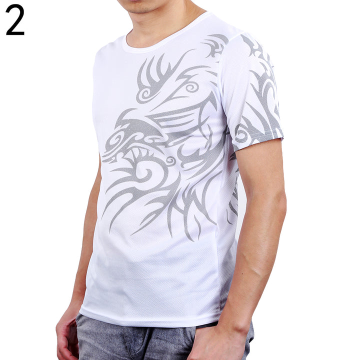 Men's Summer Tattoos Printed Short Sleeve Crew Neck Tee T-Shirt Slim Fit Top freeshipping - Etreasurs