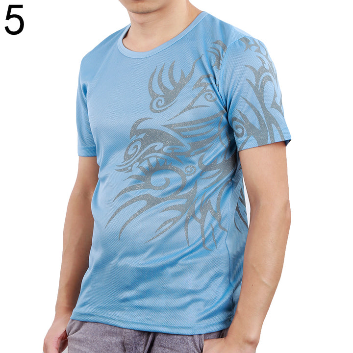 Men's Summer Tattoos Printed Short Sleeve Crew Neck Tee T-Shirt Slim Fit Top freeshipping - Etreasurs