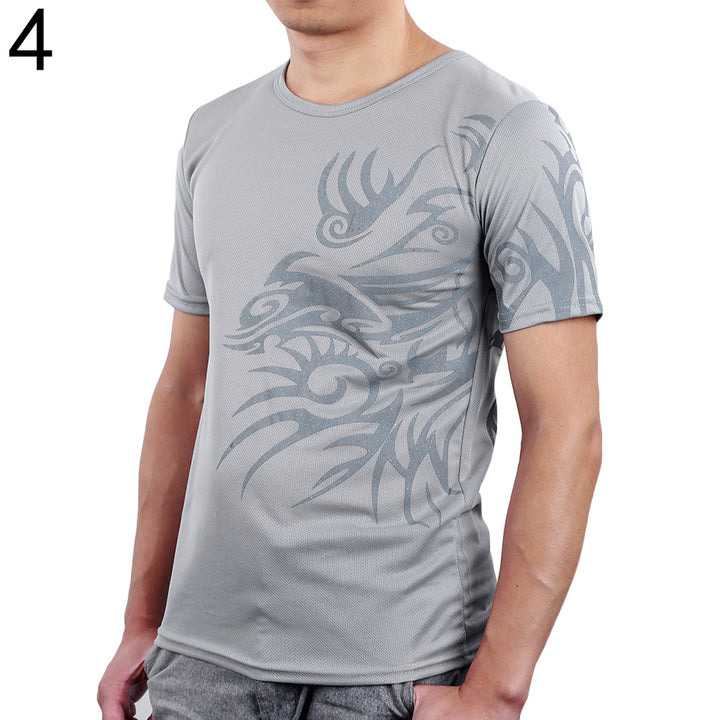 Men's Summer Tattoos Printed Short Sleeve Crew Neck Tee T-Shirt Slim Fit Top freeshipping - Etreasurs