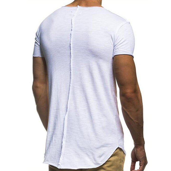 Casual Men Summer Cotton Tee Solid Color Round Neck Short Sleeve T-shirt Top freeshipping - Etreasurs