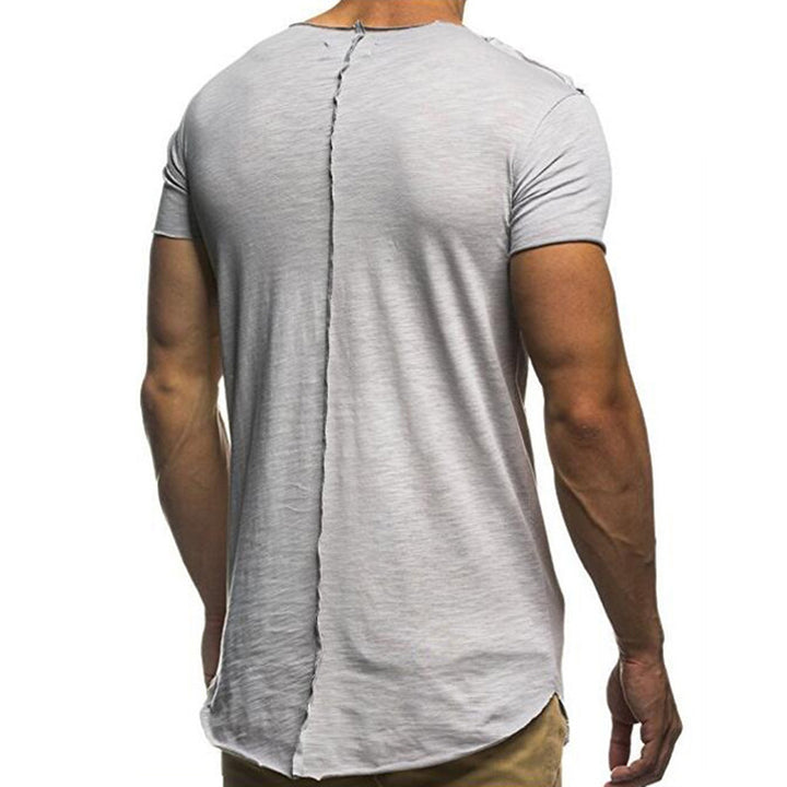 Casual Men Summer Cotton Tee Solid Color Round Neck Short Sleeve T-shirt Top freeshipping - Etreasurs