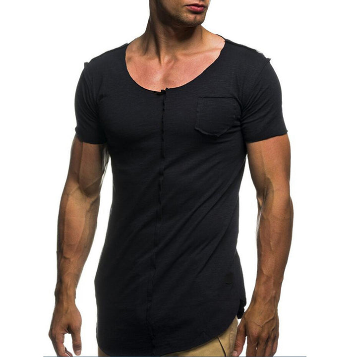 Casual Men Summer Cotton Tee Solid Color Round Neck Short Sleeve T-shirt Top freeshipping - Etreasurs