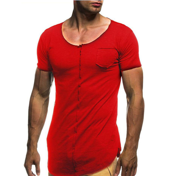 Casual Men Summer Cotton Tee Solid Color Round Neck Short Sleeve T-shirt Top freeshipping - Etreasurs