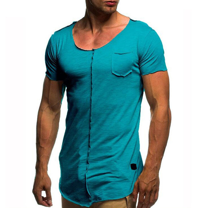 Casual Men Summer Cotton Tee Solid Color Round Neck Short Sleeve T-shirt Top freeshipping - Etreasurs