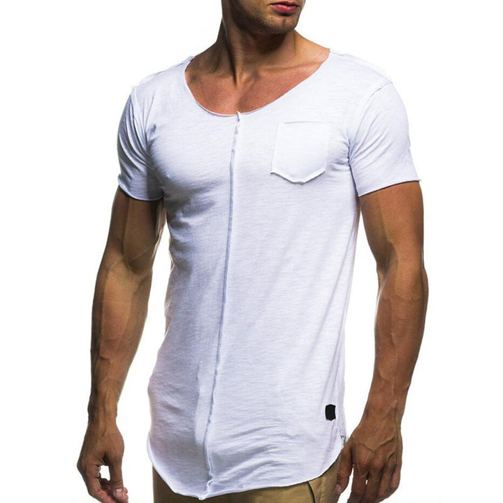 Casual Men Summer Cotton Tee Solid Color Round Neck Short Sleeve T-shirt Top freeshipping - Etreasurs