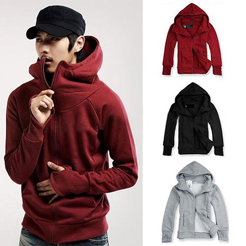 Cool Men Winter Warm Solid Color Gloves Sleeve Hooded Sweatshirt Outwear Jacket freeshipping - Etreasurs