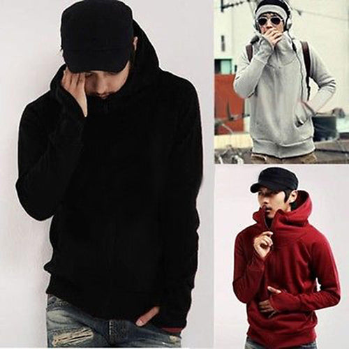 Cool Men Winter Warm Solid Color Gloves Sleeve Hooded Sweatshirt Outwear Jacket freeshipping - Etreasurs