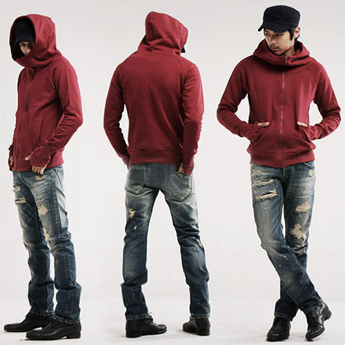 Cool Men Winter Warm Solid Color Gloves Sleeve Hooded Sweatshirt Outwear Jacket freeshipping - Etreasurs