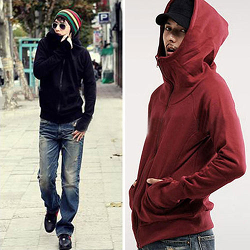 Cool Men Winter Warm Solid Color Gloves Sleeve Hooded Sweatshirt Outwear Jacket freeshipping - Etreasurs