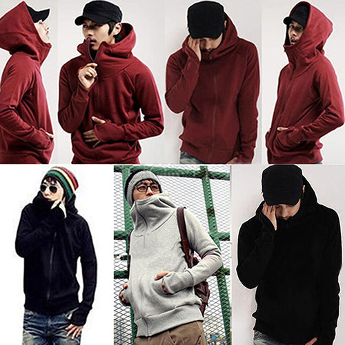 Cool Men Winter Warm Solid Color Gloves Sleeve Hooded Sweatshirt Outwear Jacket freeshipping - Etreasurs