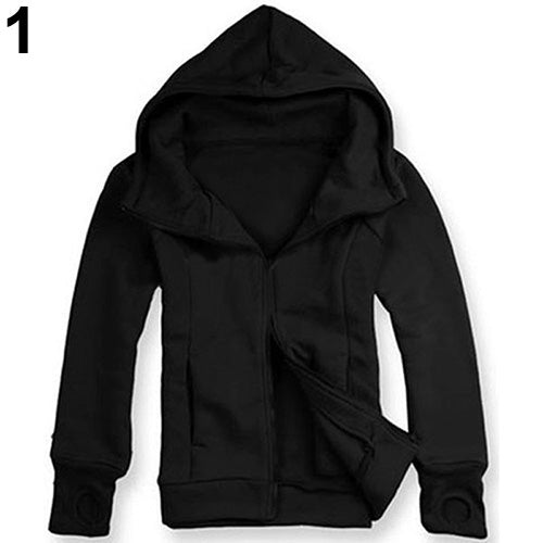 Cool Men Winter Warm Solid Color Gloves Sleeve Hooded Sweatshirt Outwear Jacket freeshipping - Etreasurs