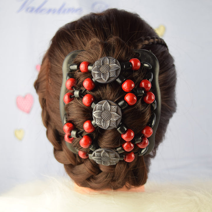 Vintage Beads Elastic Women Hair Styling Double Side Magic Comb Headwear Decor freeshipping - Etreasurs