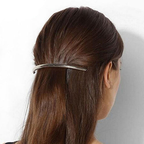 Women's Metal Golden Tone Silver Plated Tube Shape Barrette Hair Clips Hairgrip freeshipping - Etreasurs