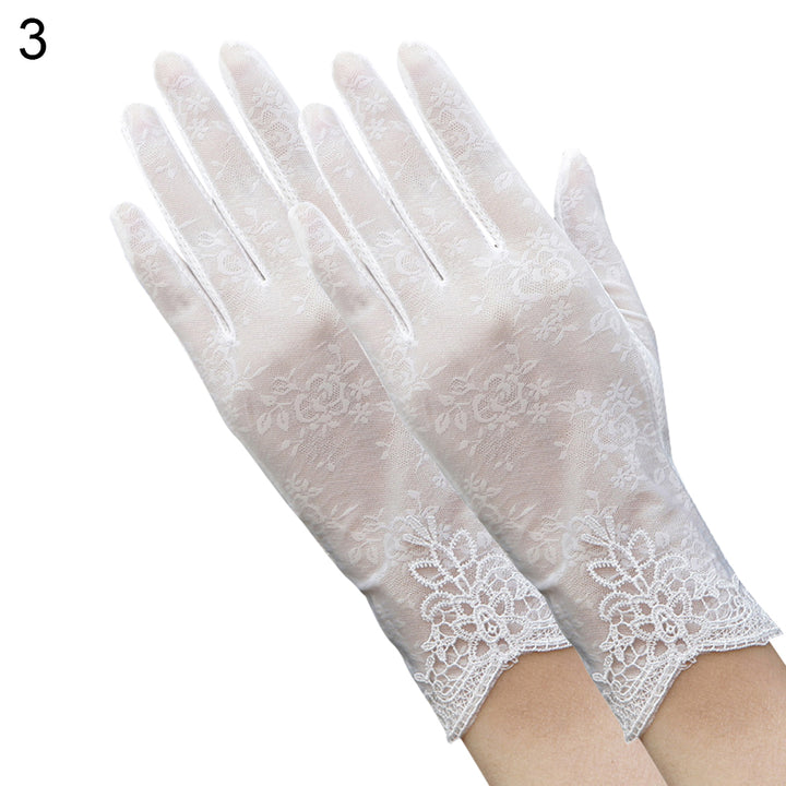 Lady Fashion Ice Silk Flower UV Protection Non-Slip Driving Screentouch Gloves freeshipping - Etreasurs