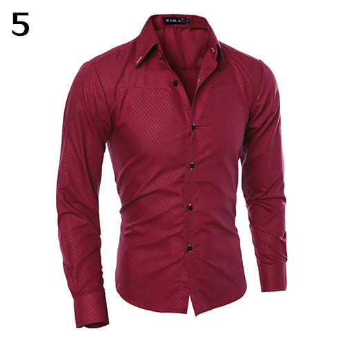 Men Fashion Dark Striped Business Slim Fit Long Sleeve Casual Dress Shirt freeshipping - Etreasurs