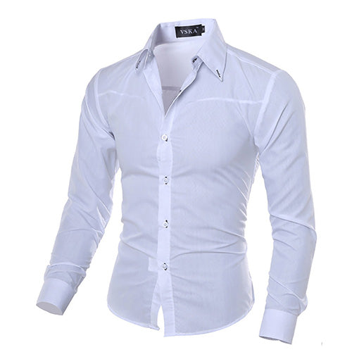 Men Fashion Dark Striped Business Slim Fit Long Sleeve Casual Dress Shirt freeshipping - Etreasurs