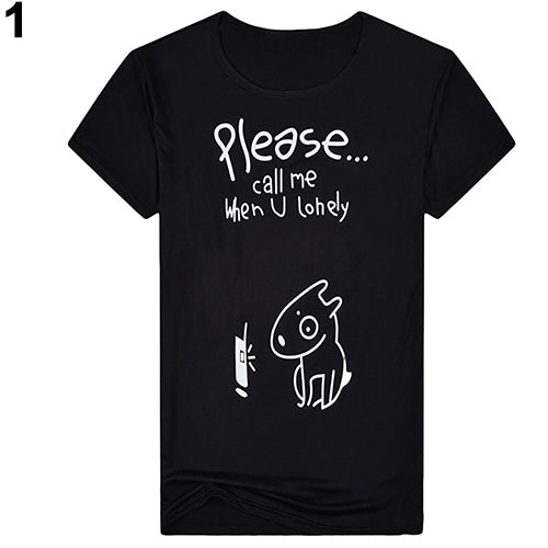 Fashion Men's Cute Cartoon Dog Letter Print O-Neck Short Sleeve T-Shirt Top Tee freeshipping - Etreasurs