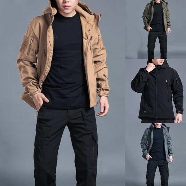 Men Tactical Recon Full Zip Jacket Hoodies Solid Color Military Hooded Coat freeshipping - Etreasurs