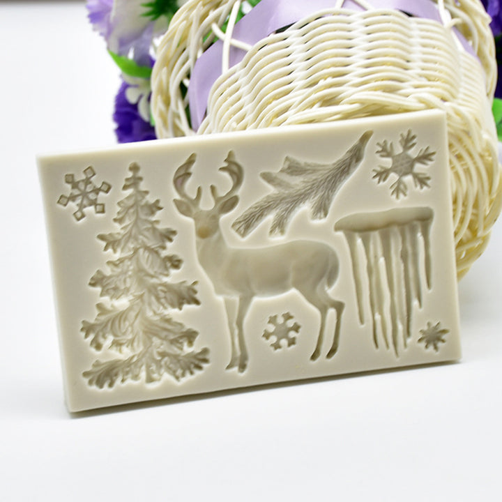 Christmas Tree Reindeer Silicone Mold Fondant Cake Sugarcraft Decorating Tool freeshipping - Etreasurs