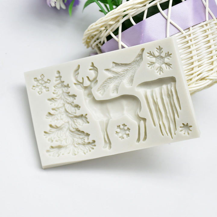 Christmas Tree Reindeer Silicone Mold Fondant Cake Sugarcraft Decorating Tool freeshipping - Etreasurs