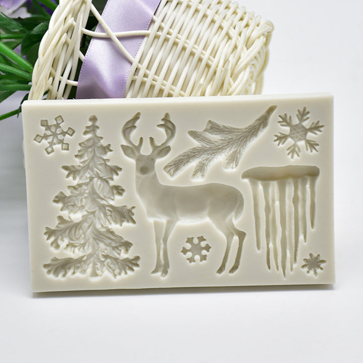 Christmas Tree Reindeer Silicone Mold Fondant Cake Sugarcraft Decorating Tool freeshipping - Etreasurs