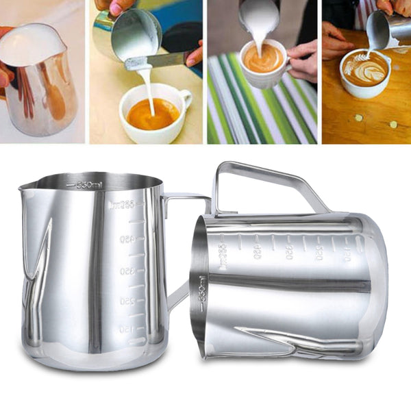 350/600/1000ml Stainless Steel Coffee Cup with Scale Milk Frothing Pitcher freeshipping - Etreasurs