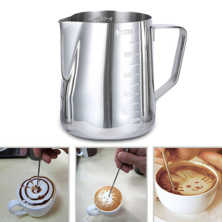 350/600/1000ml Stainless Steel Coffee Cup with Scale Milk Frothing Pitcher freeshipping - Etreasurs