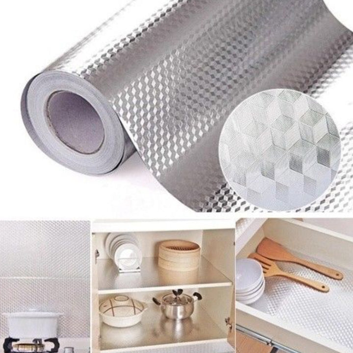Self Adhesive Waterproof Oil-proof Aluminum Foil Home Kitchen Wall Tile Sticker freeshipping - Etreasurs