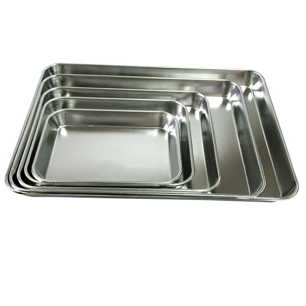 Rectangle Bakeware Oven Pan Cake Cookies Pizza Stainless Steel Baking Tray Plate freeshipping - Etreasurs