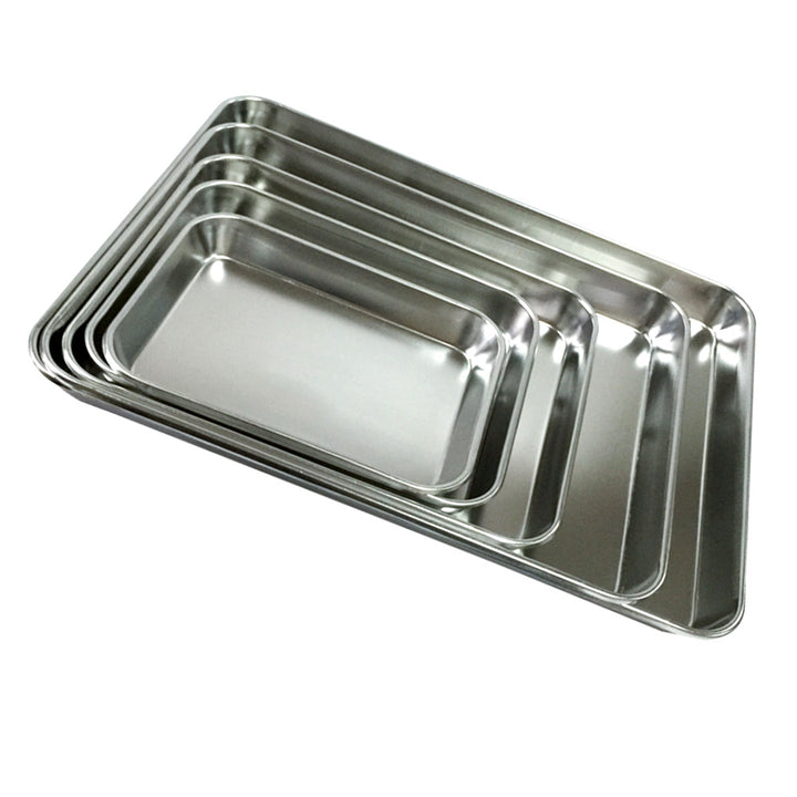 Rectangle Bakeware Oven Pan Cake Cookies Pizza Stainless Steel Baking Tray Plate freeshipping - Etreasurs
