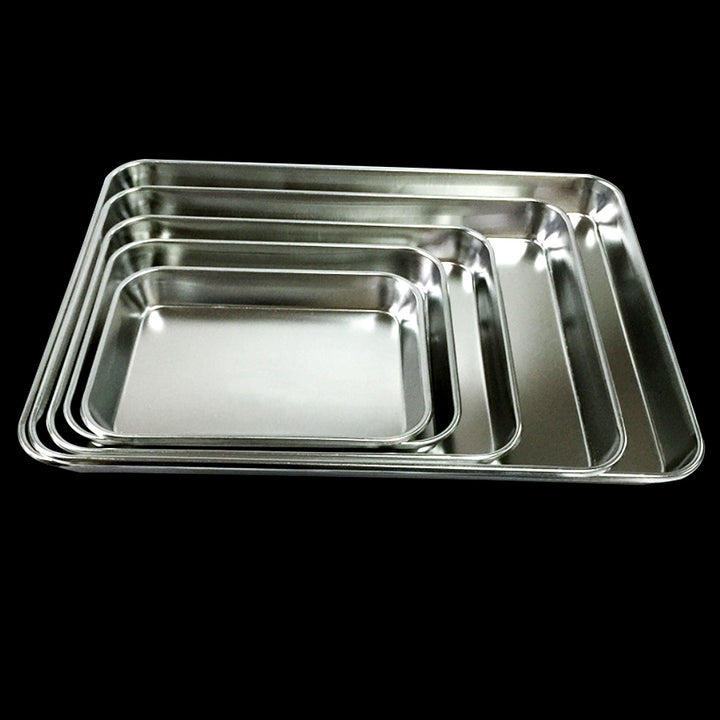 Rectangle Bakeware Oven Pan Cake Cookies Pizza Stainless Steel Baking Tray Plate freeshipping - Etreasurs