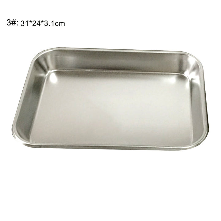 Rectangle Bakeware Oven Pan Cake Cookies Pizza Stainless Steel Baking Tray Plate freeshipping - Etreasurs