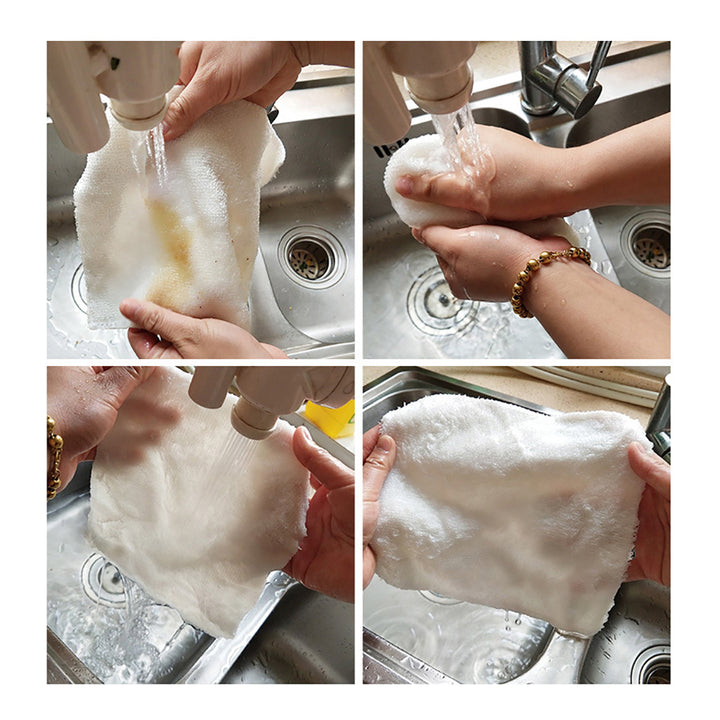 5Pcs Microfiber Pot Bowl Dish Cleaning Cloth Kitchen Washing Wiping Rag Tool freeshipping - Etreasurs