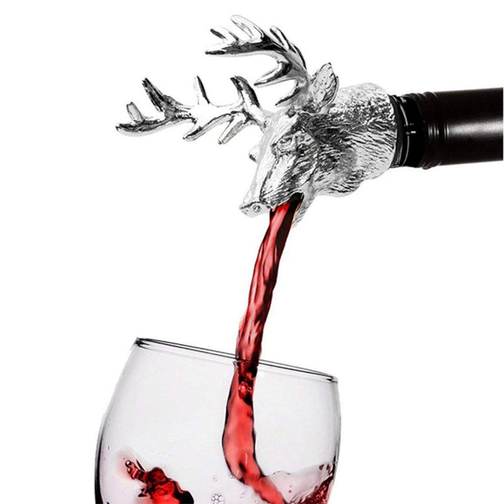 Creative Deer Head Design Red Wine Bottle Metal Pourer Stopper Kitchen Bar Tool freeshipping - Etreasurs