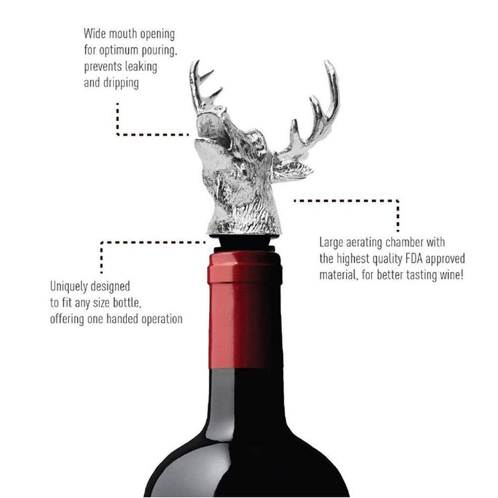 Creative Deer Head Design Red Wine Bottle Metal Pourer Stopper Kitchen Bar Tool freeshipping - Etreasurs