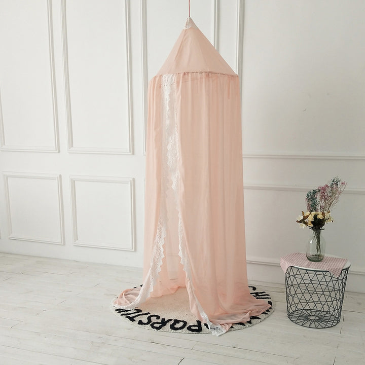 240cm Kids Baby Room Bed Curtain Pointed Dome Lace Chiffon Canopy Mosquito Net freeshipping - Etreasurs