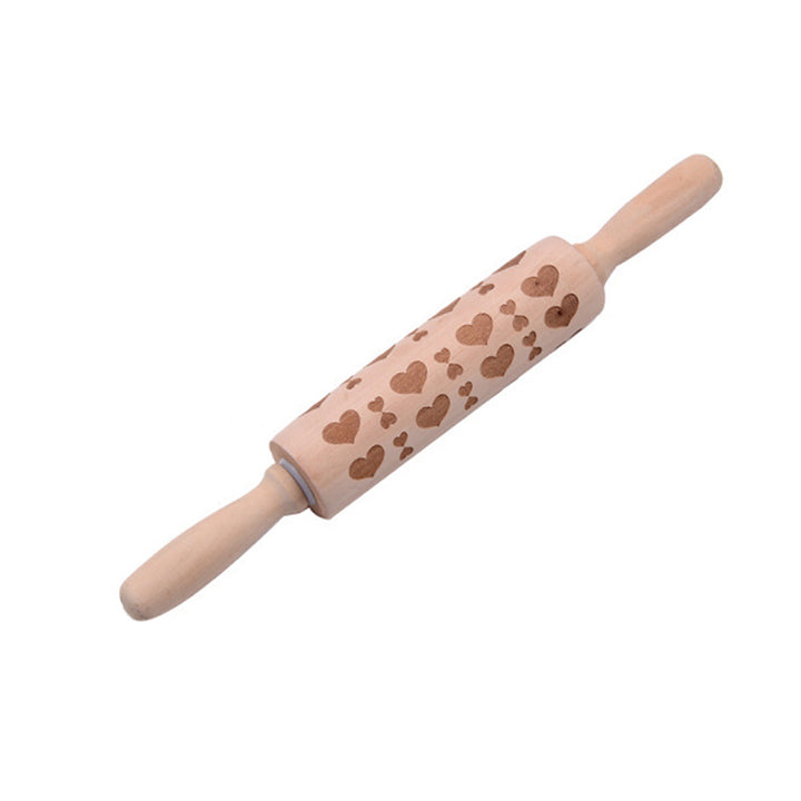 Lovely Dinosaur Deer Dog Heart Wood Engraved Dough Rolling Pin Kitchen Tool freeshipping - Etreasurs